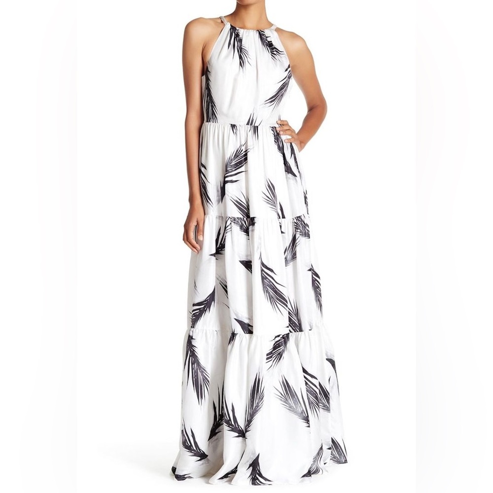 Zac Zac Posen Palm Printed Maeve Silk Maxi Dress